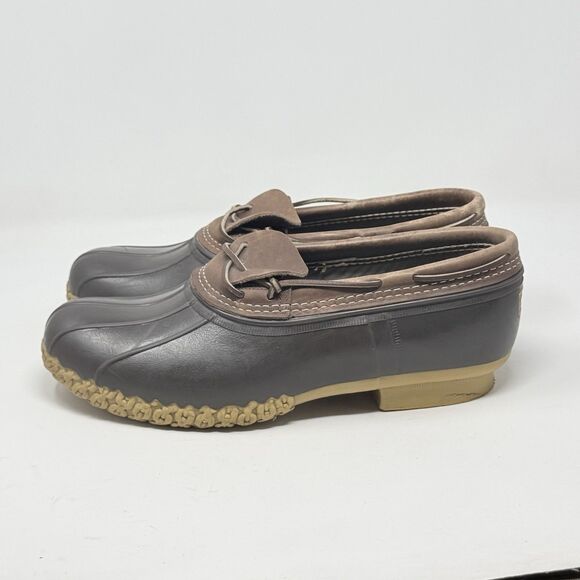 L.L. Bean Duck Boots Low Shoes Mens 13 Wide Brown Leather Rubber Moc Waterproof main image 8